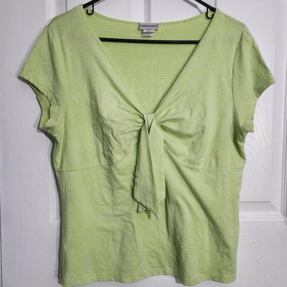 Y2K Light Green Tie Front Top